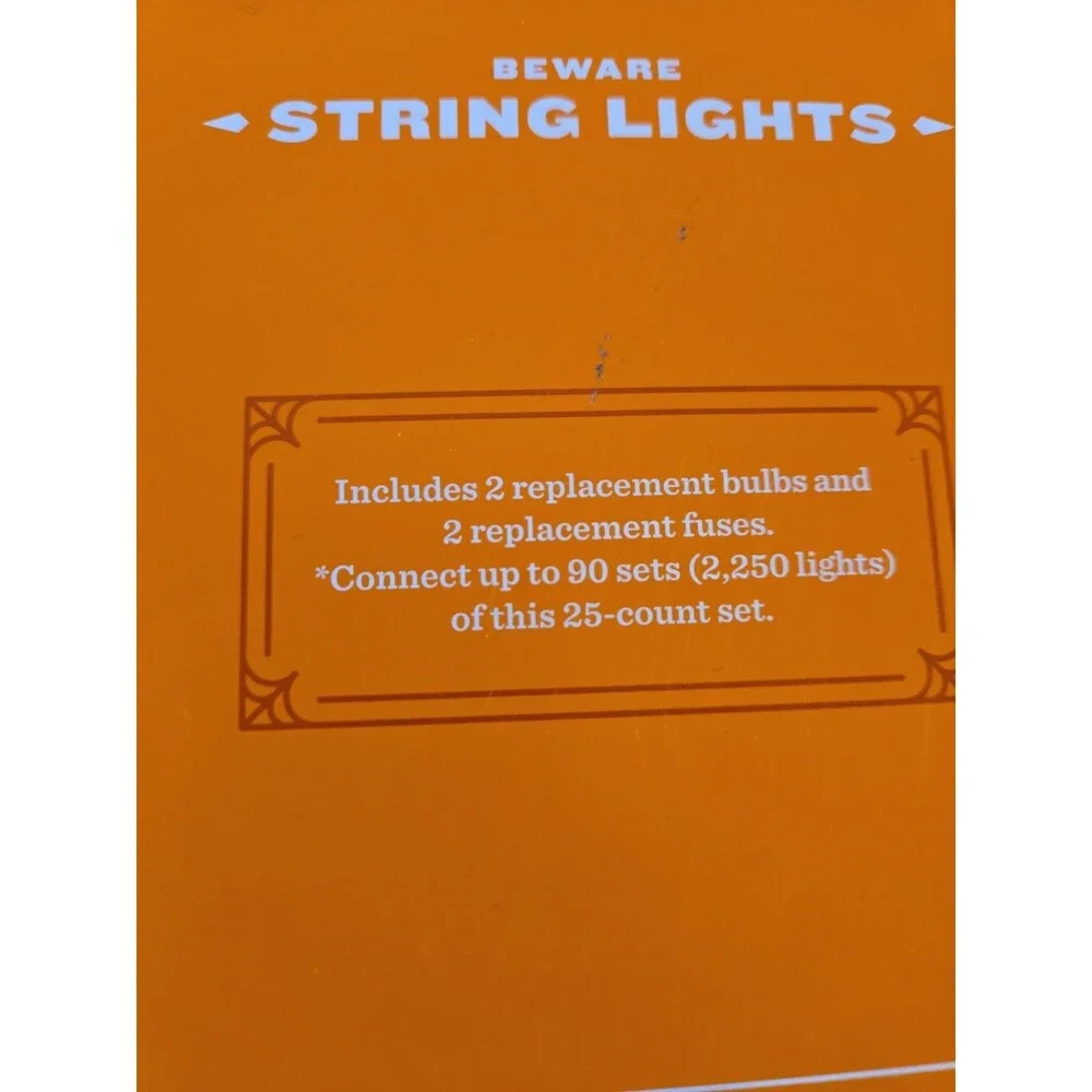 Hyde & Eek 25ct LED String Lights Beware Ghosts Orange Purple Halloween Garland